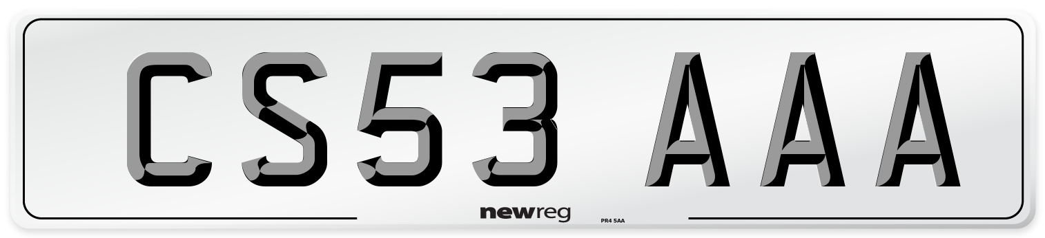 CS53 AAA Number Plate from New Reg